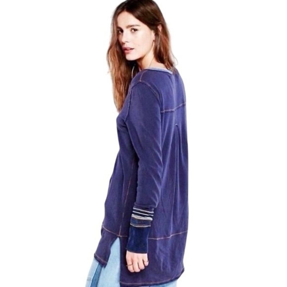Free People Olive Green Long Sleeve Relaxed Henley Top | Boho Cottagecore Indie - Picture 11 of 16